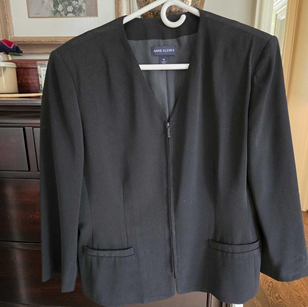Anne Klein II Blazer, Sz 14, Blavk Vintage